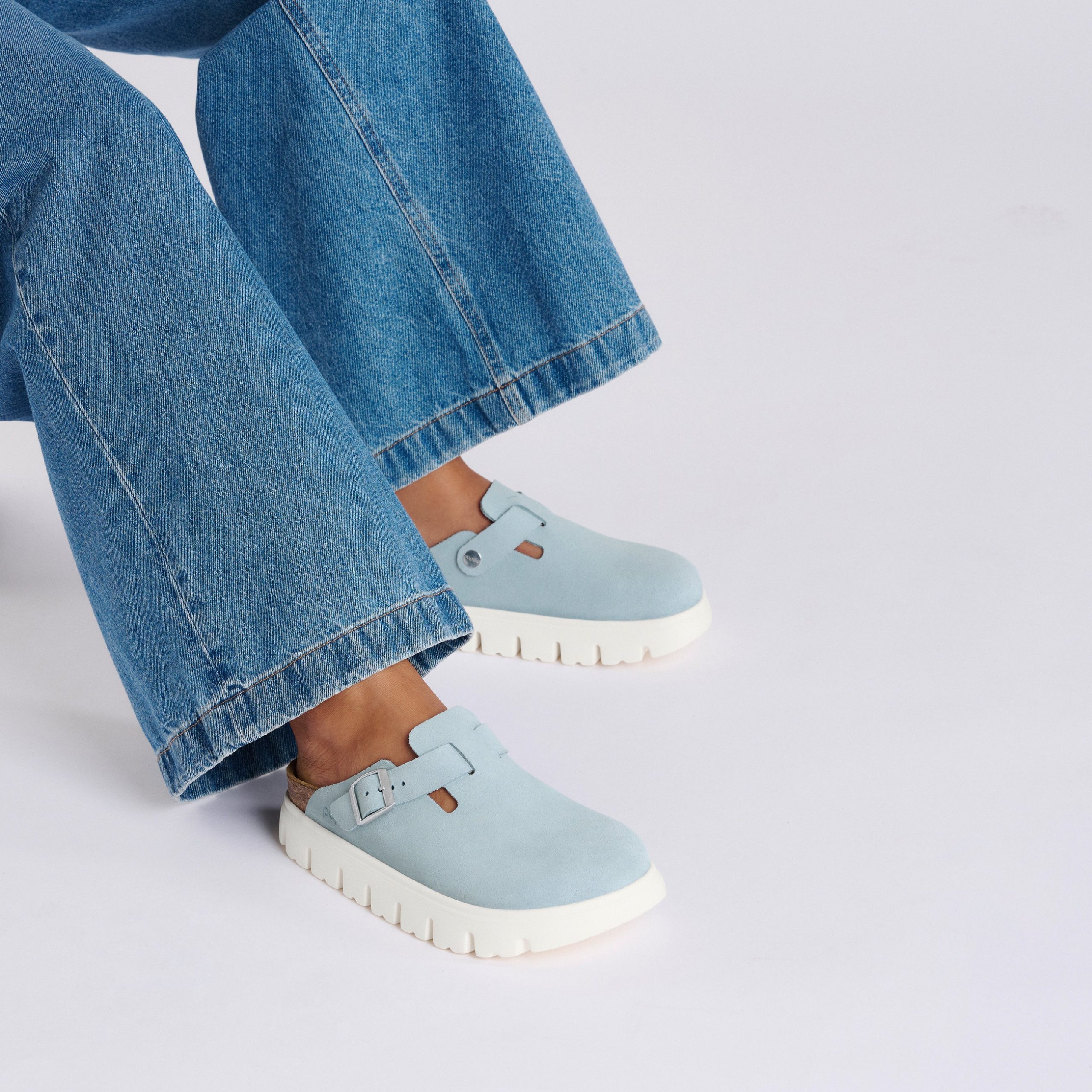 Boston Chunky Baby Blue Suede Leather - Image 4