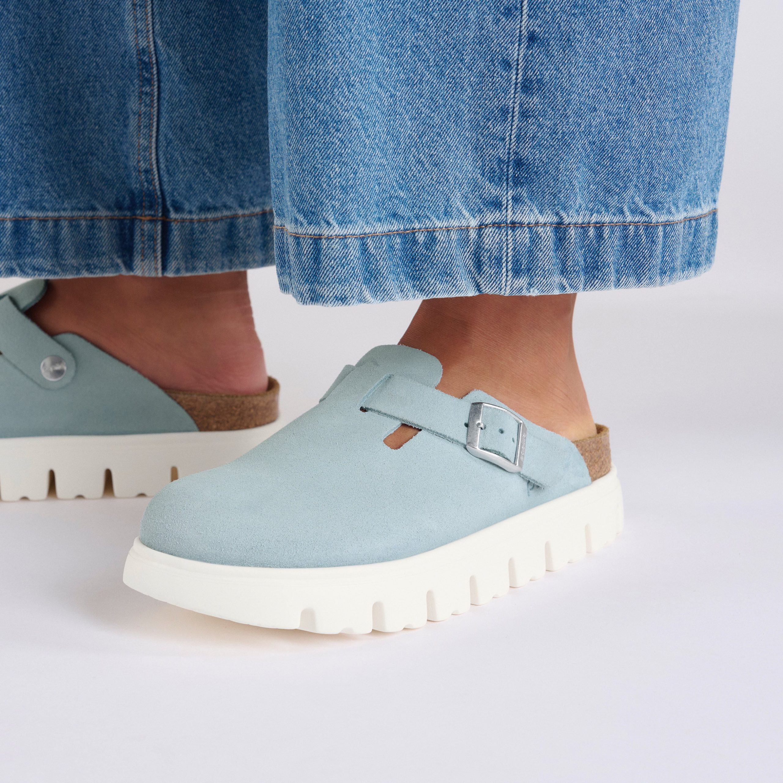 Boston Chunky Baby Blue Suede Leather - Image 5